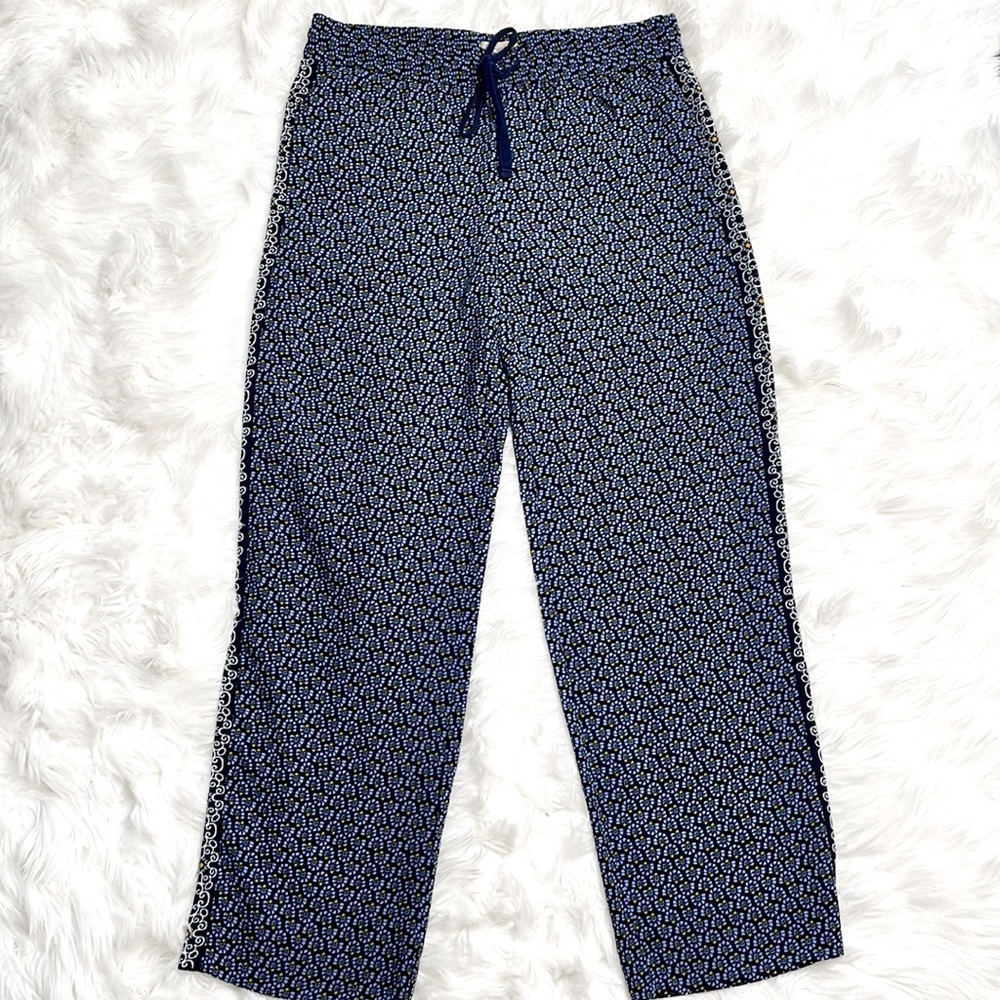 Ann Taylor Elastic Waist Wide Leg Patterned Pants